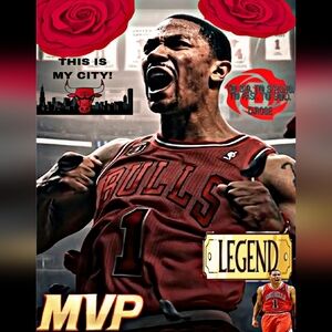 NEW!💯 DERRICK ROSE🌹SELF CREATED ORIGINAL BULLS 8.5x11 ULTRA GLOSSY ART POSTER!